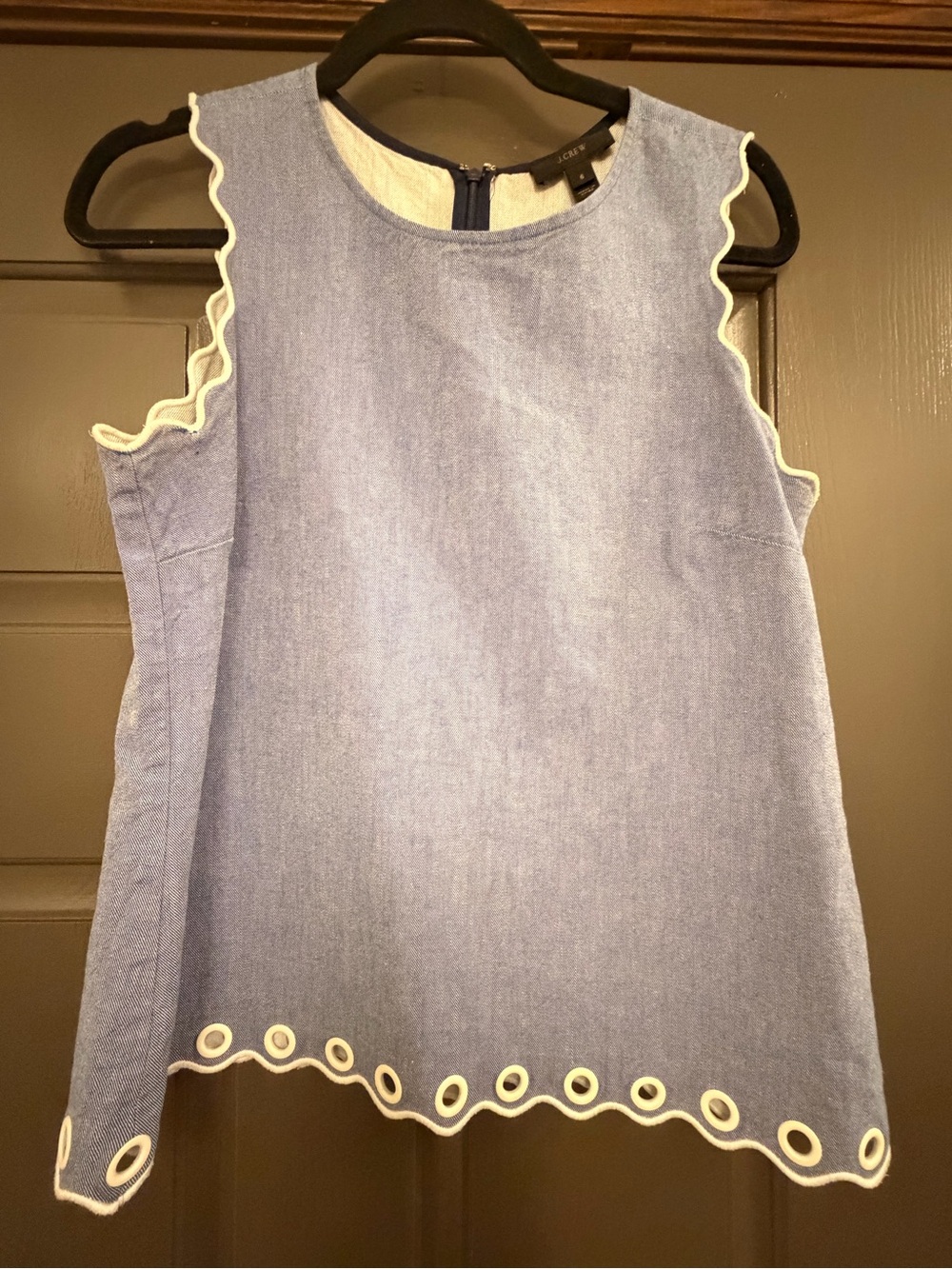 J. Crew Girls Chambray Tank with White Eyelet Trim